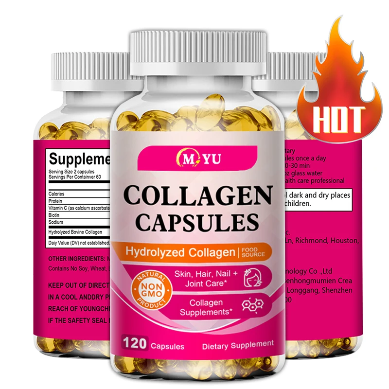 Collagen Vitamin Capsules, Powerful Antioxidant, for Hair, Skin, Nails & Joint Care, Non-GMO, 120 Capsules