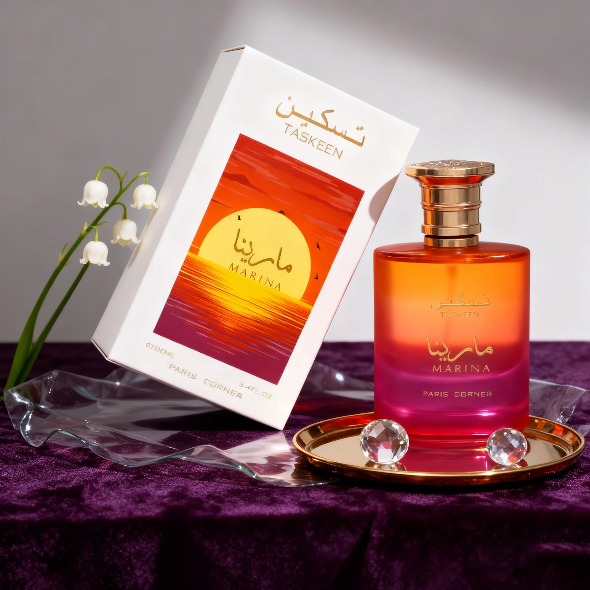 Paris Corner Taskeen Marina convient aux hommes et aux femmes, avec du parfum de musk et de bois, adapté aux rassemblements quotidiens, enh