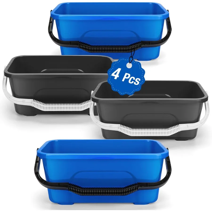

3 Gallon Mop Cleaning Bucket with Handle4 Pcs Compact Square Plastic Bucket for Window Cleaning Car Washing Mopping and Househo