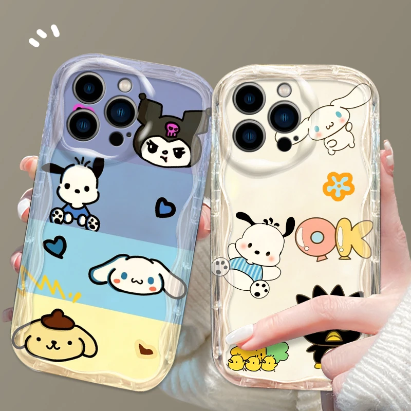 Sanrio Cute Pacha Dog Cartoon For Apple iPhone 15 14 13 12 11 XS XR X Pro Max Plus Wave Oil Soft Phone Case