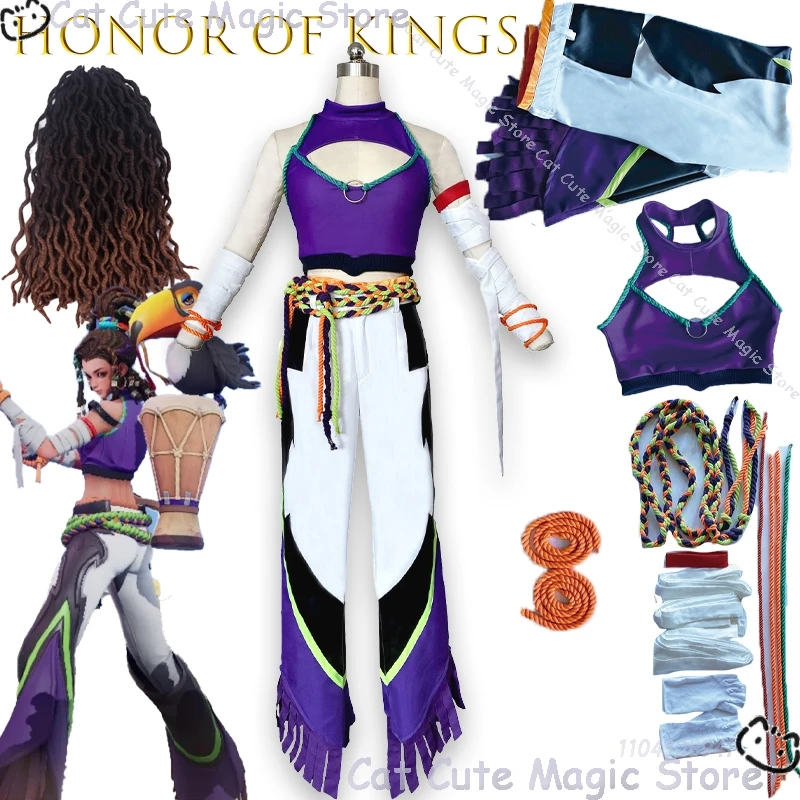 أزياء هونر أوف كينغز جرلي بوب ماين التأثيرية أزياء الهالوين كارنيفال ملابس آذان ذيل شعر مستعار مهرجان كوميك كون الهالوين #1