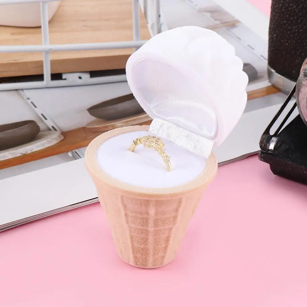 Ice Cream Velvet Jewelry Box Wedding Pendant Display Box Gift Earring Display