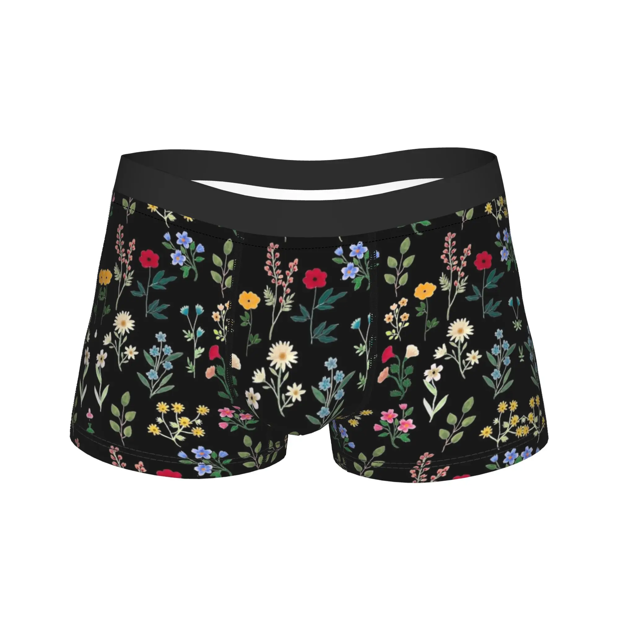 Spring Botanicals Black Underwear  Custom Trunk High Quality Man Panties Elastic Shorts Briefs Gift