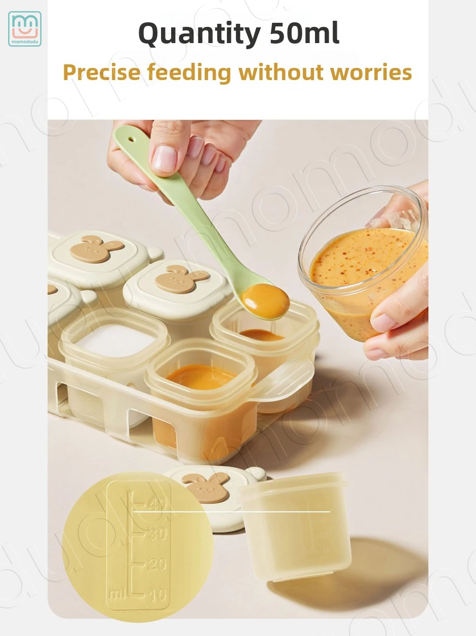 4PC/8PC Baby's Small Complementary Food Box, Steamed Cake Mold, Ice Tray, Baby's Complementary Food mini Box with Lid