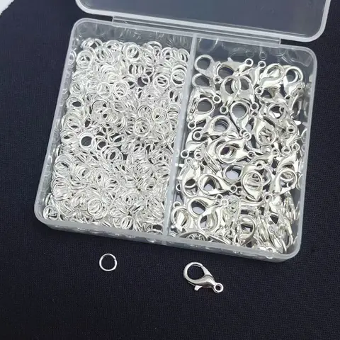 300pcs/box Silver Color Lobster Clasps And Open Rings Bracelets Necklaces Connector DIY Jewelry Making Accessories Supplies Kit