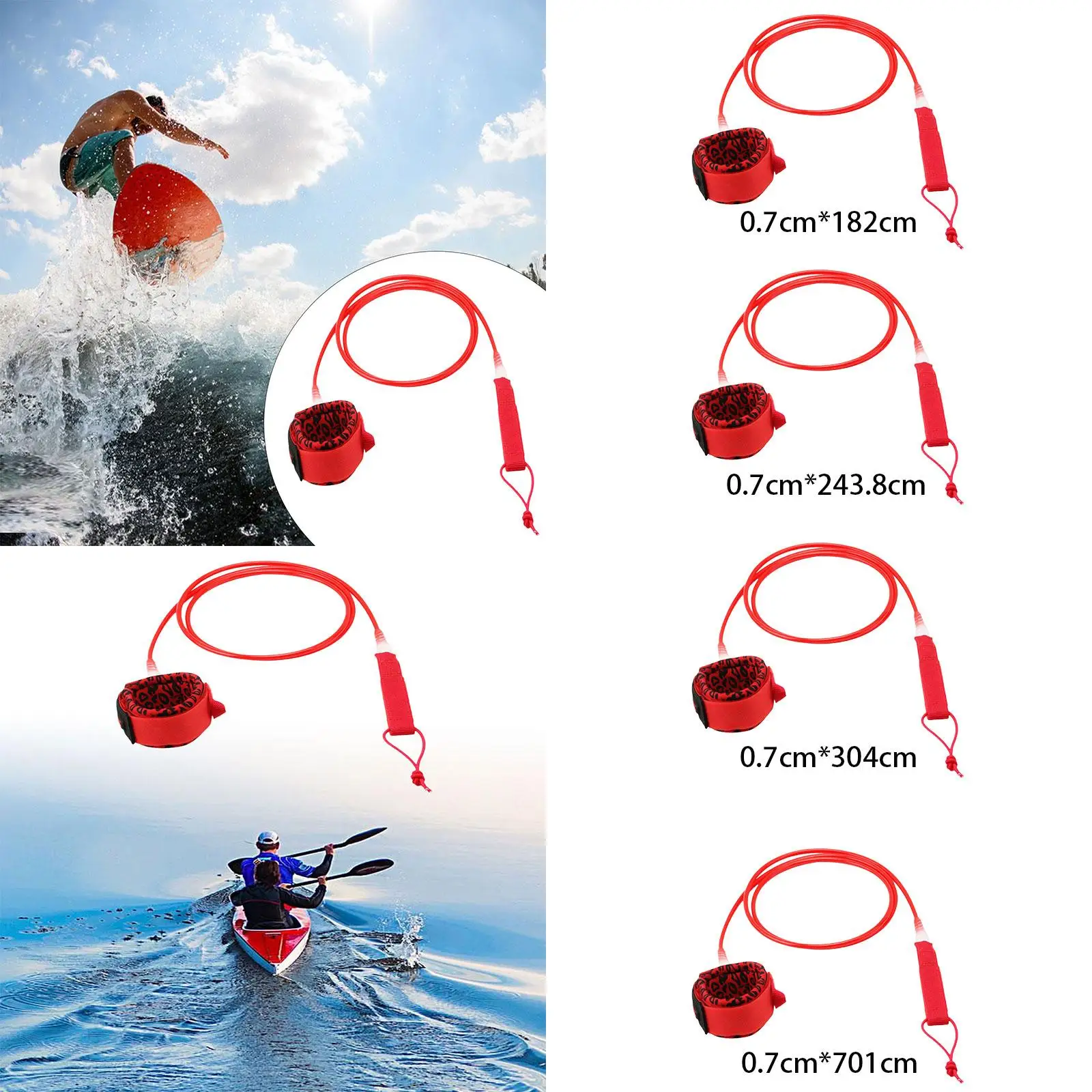Surfboard Leash Ankle Strap Strong TPU Surfing Secure Tether Surfing Leash Surfing Leg Rope for All Types of Surfboards