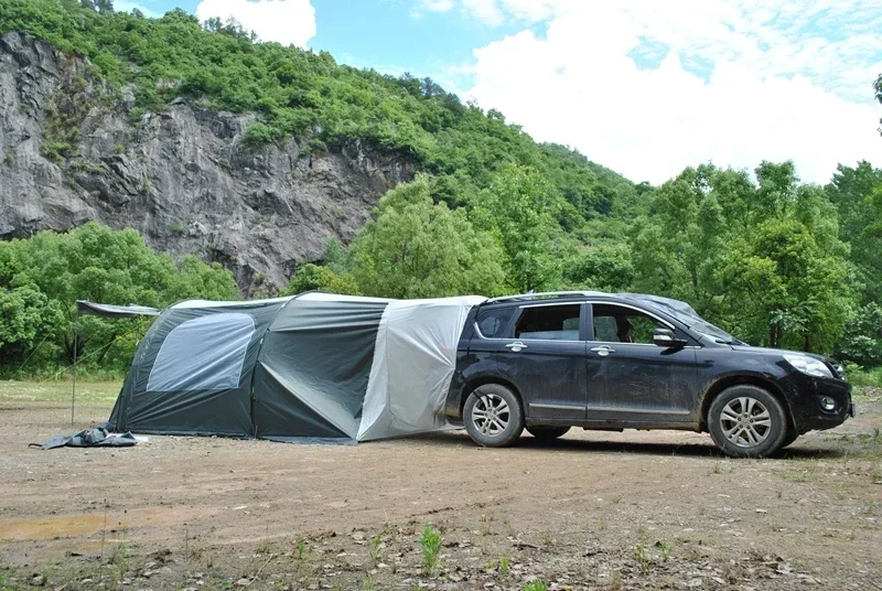 Imagem -06 - Tenda Traseira do Carro Suv Atualizado Lona do Toldo Inclui Par de Postes de Apoio Equipamento Turístico de Acampamento ao ar Livre 58persons