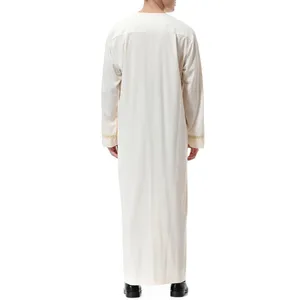 Moda muçulmana masculina jubba thobes árabe paquistão dubai kaftan abaya robes roupas islâmicas arábia saudita preto longo blusa vestido 8 principais vendas roupa masculina de dubai - №3