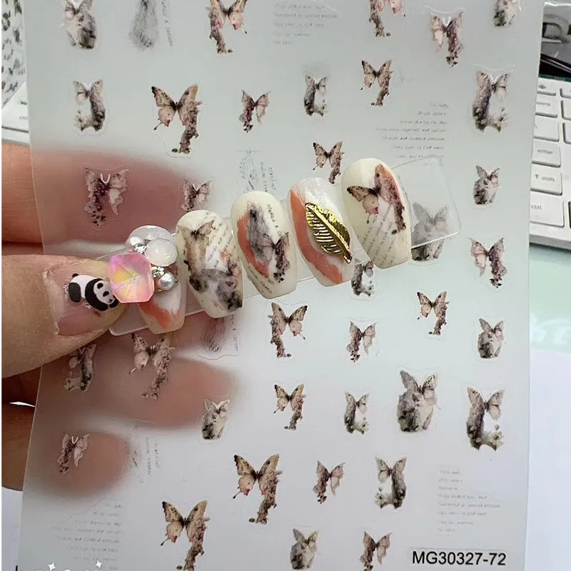 Nowe japońskie piękno motyl róża naklejki na paznokcie DIY Adheisve naklejki artystyczne do paznokci naklejki Manicure najwyższej jakości