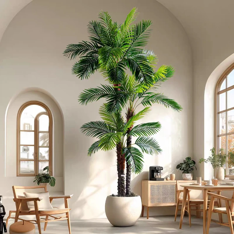 

Large artificial green plant palm sunflower coconut tree indoor fake plant sunflower needle potted balcony