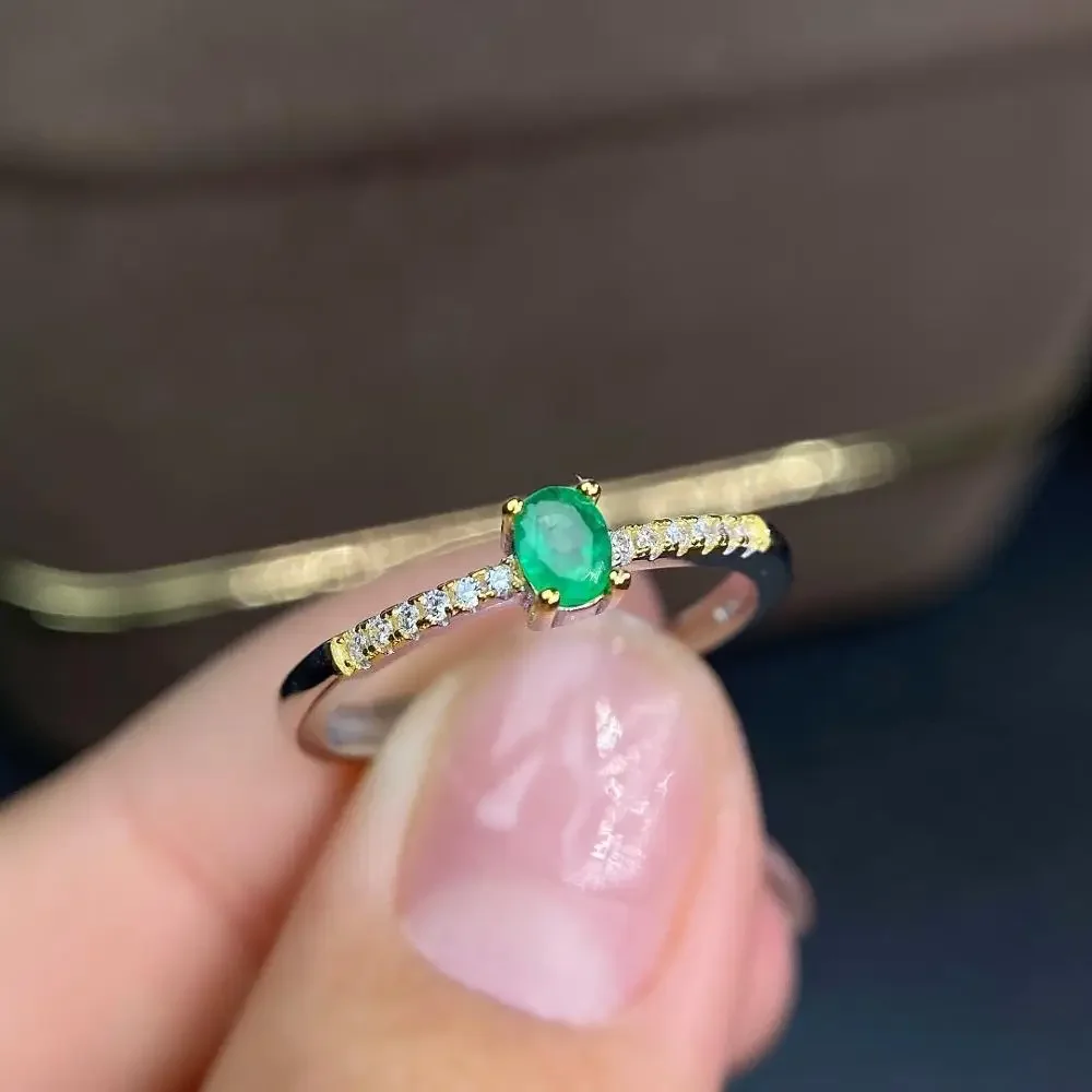 Natural Emerald Ring Carrying Certificate 925 Sterling Silver Ladies Fashion Fine Jewelry Support Testing