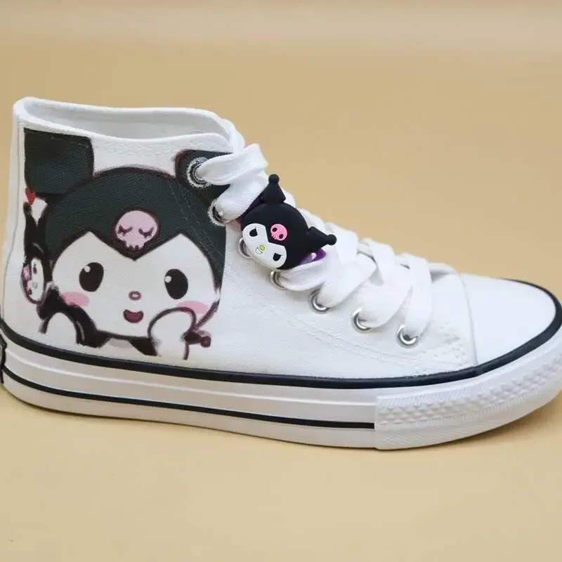 2024 Spring Autumn New High Top Canvas Shoes My Melody Student Sneakers Lovers Lolita Cartoon Kuromi Women Shoes Off White Shoes