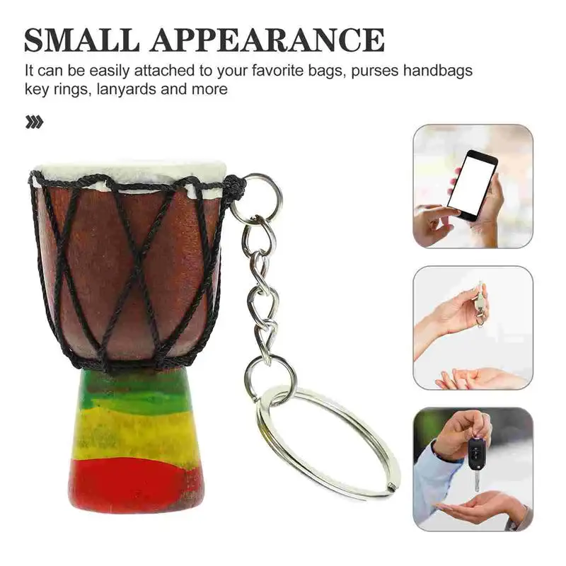 الأفريقية طبل المفاتيح Djembe طبل قلادة صغيرة طبل حلقة رئيسية أداة عزف موسيقى معلقة حلية الكونغو الطبول مجوهرات المراهقين الرجال