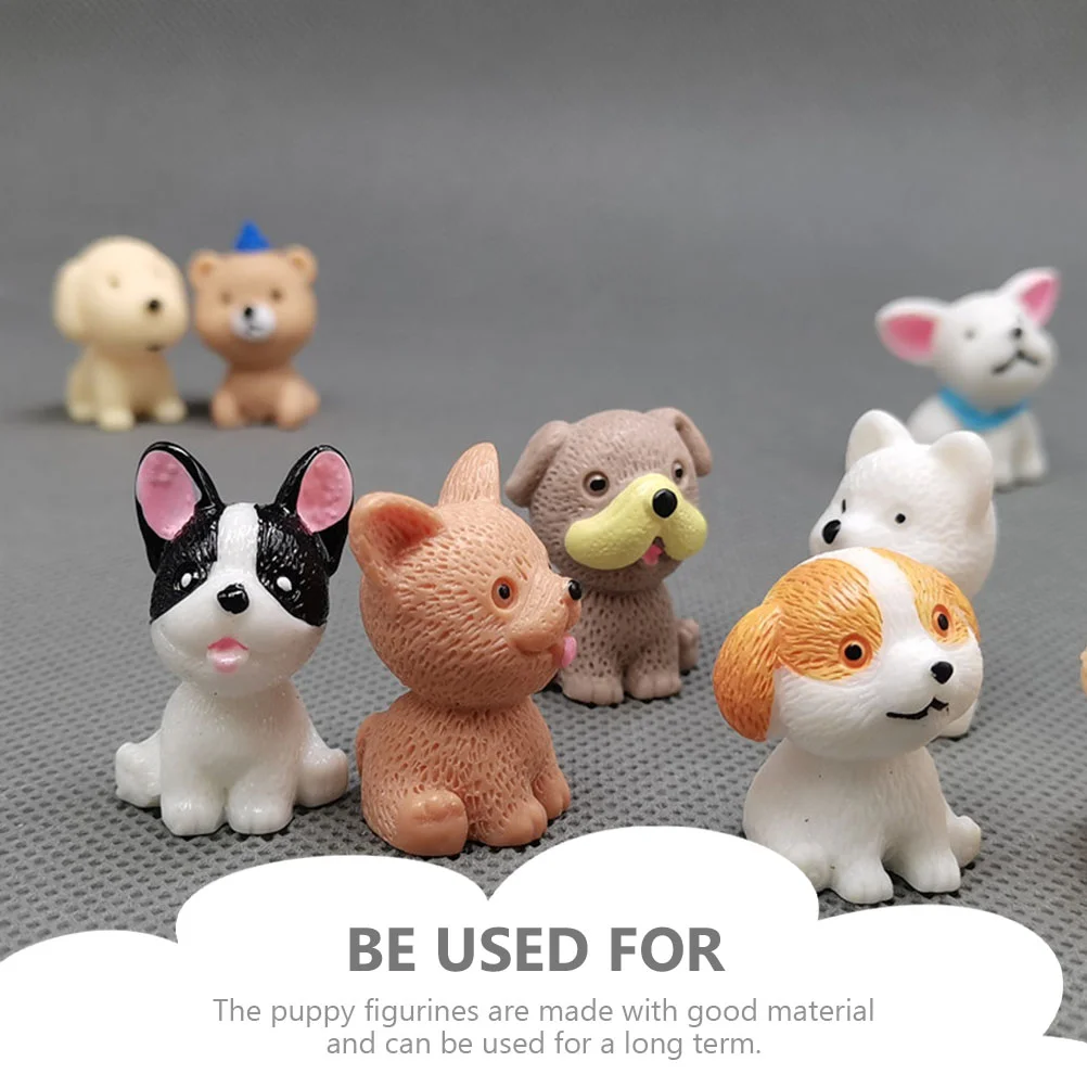 18 pezzi figurine di cani figurine di cani in resina in miniatura figure giocattolo d'azione realistiche piccole statue decorative di cuccioli