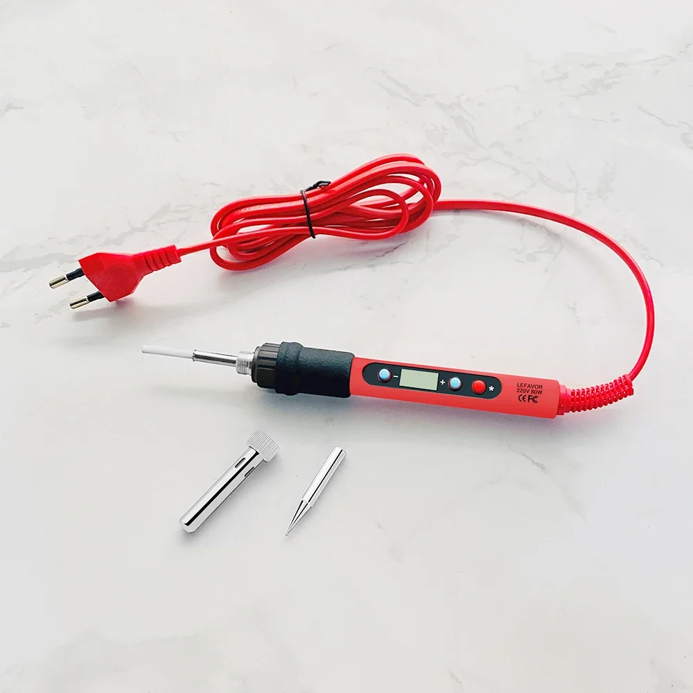 LEFAVOR 80W Digitalanzeige Lötkolben-Set mit C/F-Schalter, Kalibrierung der Temperatur 100-500C für Heimreparaturen und DIY – Detail 16