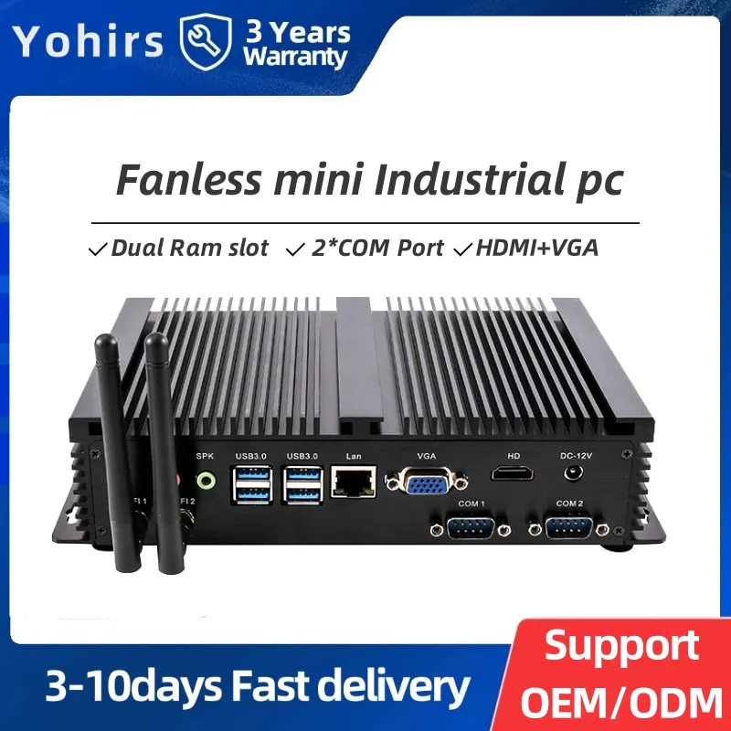 Mini PC Fanless industrial, i7 1165G7, i5 1135G7 1145G7, mini PC, RJ45 Lan, 2 * RS232, HD VGA, Fanless, áspero, computador de Itx