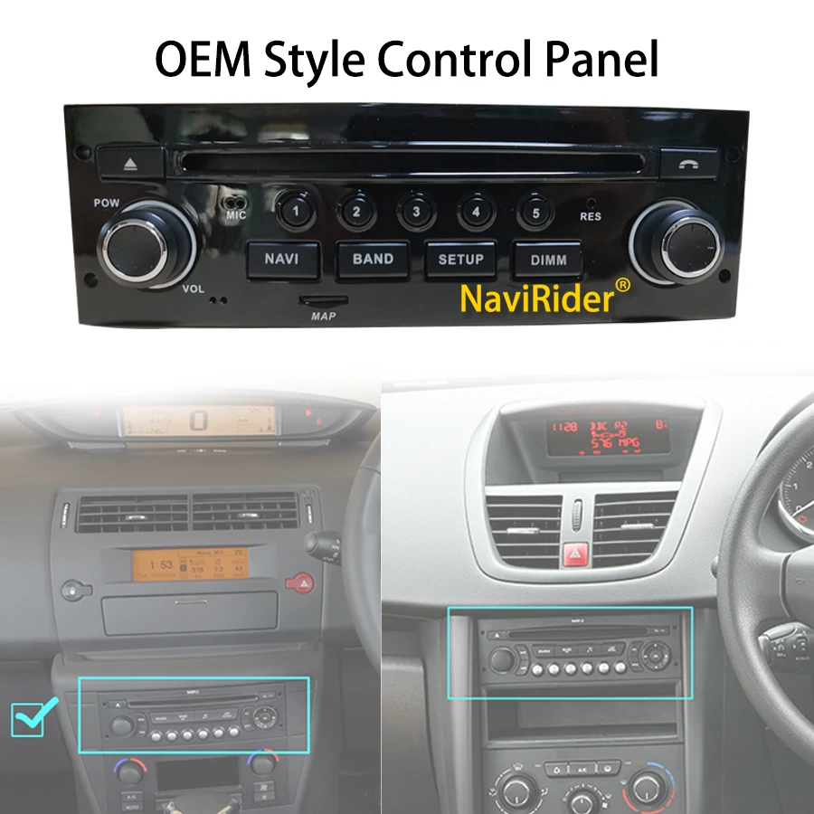 OEM Style Car Android Screen Control Panel For PEUGEOT 207 207CC 2006-2015 For Citroen C4 C-Triomphe C-Quatre 2004 - 2011