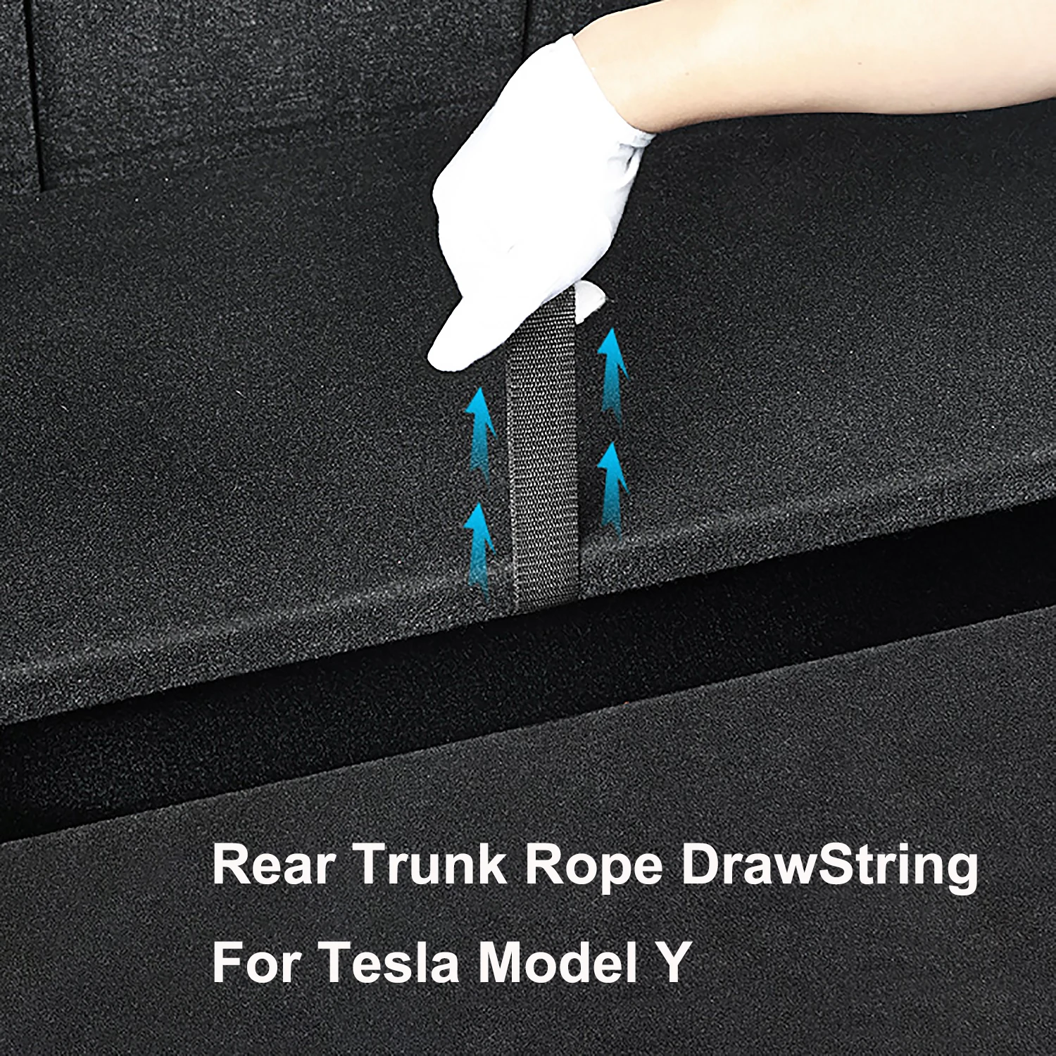 Rear Trunk Rope DrawString for Tesla Model Y 2021-2024 Open Tail Box Cover Handle Pull Strap Car Organizer Accessories Gadgets