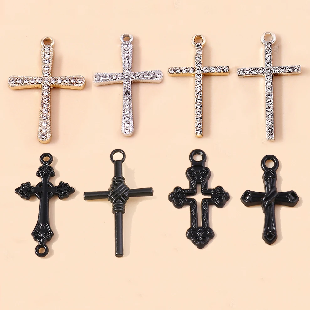 قلادة ليزلي كروس للقلادة ، الصلبان السوداء ، سلسلة مفاتيح الهيب هوب الفاخر ، نتائج المجوهرات الفاخرة ، اللون الذهبي والفضي ، 10: 10