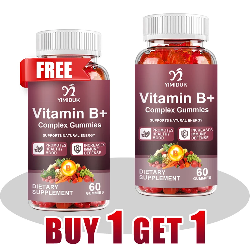 

Vitamin B Complex Vegan Gummies with Vitamin B12, B7 as Biotin, B6, B3 as Niacin, B5, B6, B8, B9 for Energy and Healthy Immune