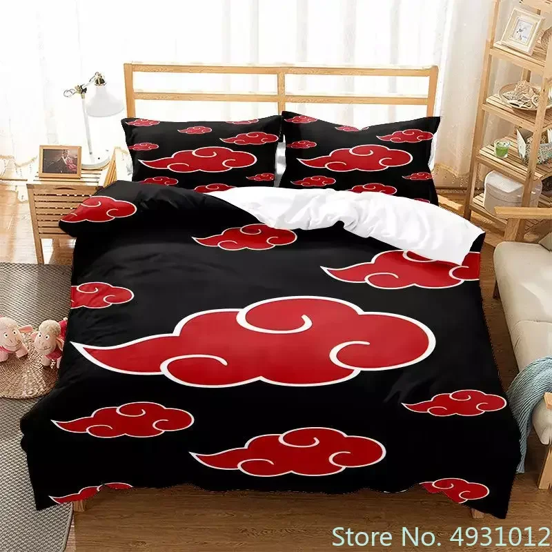 

Red Cloud N-Naruto Logo Vortex Bedding Set Pillowcase Anime Bedclothes 3D Printed Kids Adult Boys Quilt Duvet Cover Gift