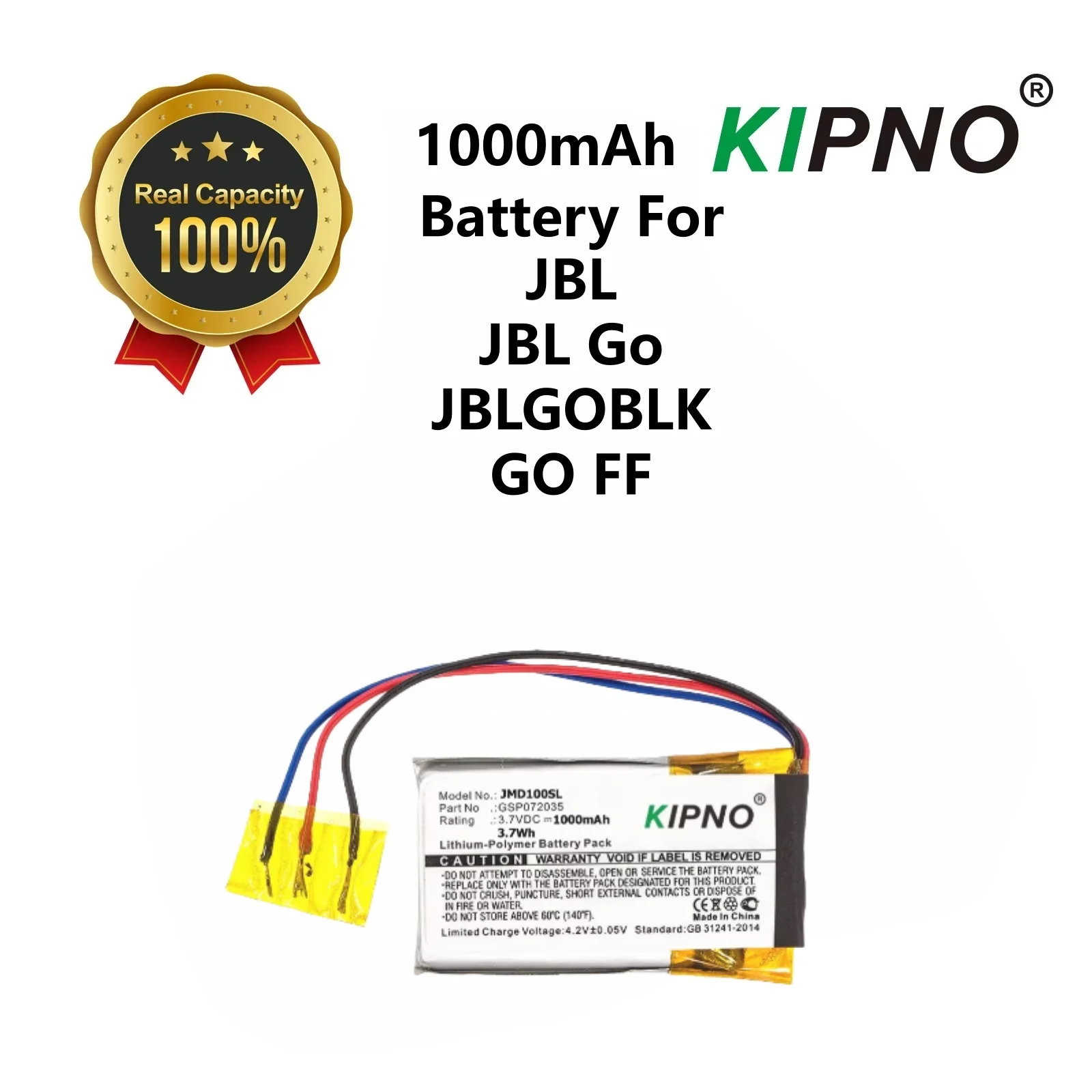 

KIPNO Speaker Battery GSP072035 for JBL GO,Go FF,JBLGOBLK High Capacity 3.7V/1000mAh