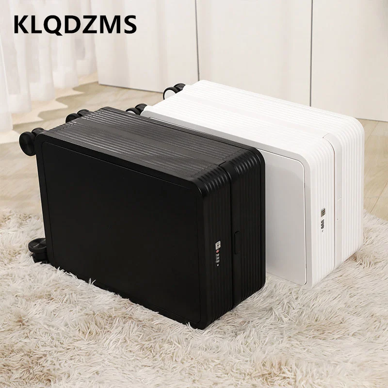 KLQDZMS Luggage with Wheels Front Opening Laptop Boarding Case 20 Inch PC Trolley Case Travel Essentials Carry-on Suitcase