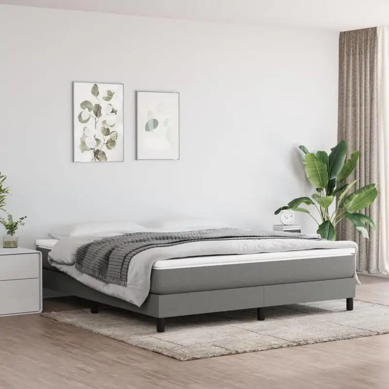 Estructura de cama con listones en gris oscuro, 180x200 cm, tela que se adapta a un estilo de dormitorio moderno