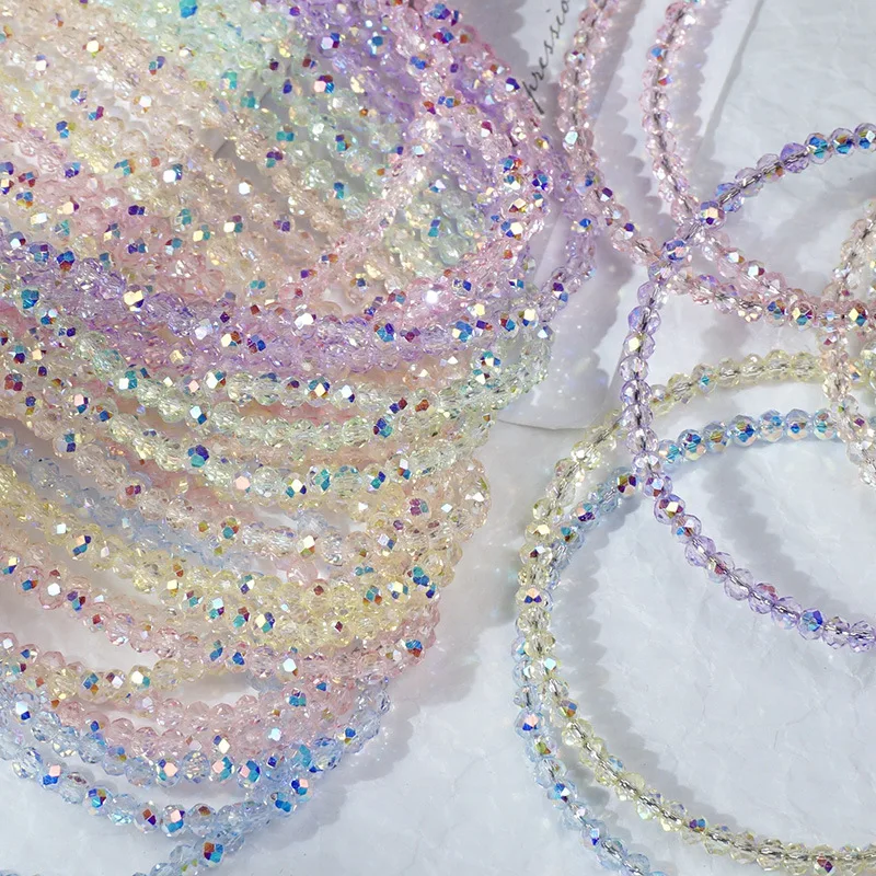 1 Strand 100Pcs 3mm Imitation Crystal Glass Beads, Mini Faceted Loose Beads for Nail Art DIY Jewelry Making