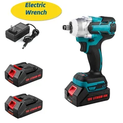 18V 21V 2 In 1 Brushless Electric Impact Wrench 1/2Inch Power Tools 15000Amh Li Battery LED Light Adapt To Makita Battery