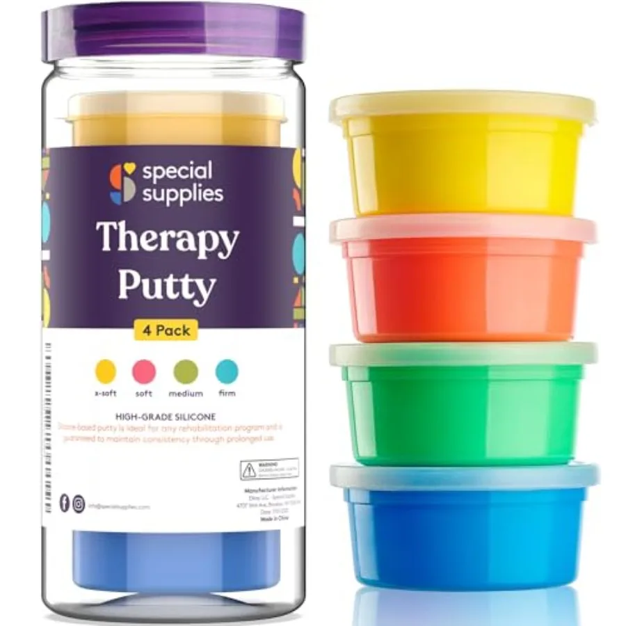 

Special Supplies Therapy Putty for Teens and Adults - Resistive Hand Exercise Stress Relief Therapy Putty Kit, Set of 4 Strengt
