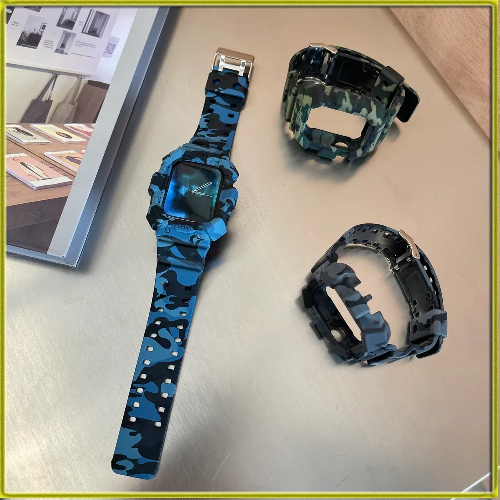 

Браслет для часов, новый ремешок для часов Apple Watch iwatch 1/2/3/4/5/6 123456se, повседневный камуфляжный универсальный силиконовый ремешок
