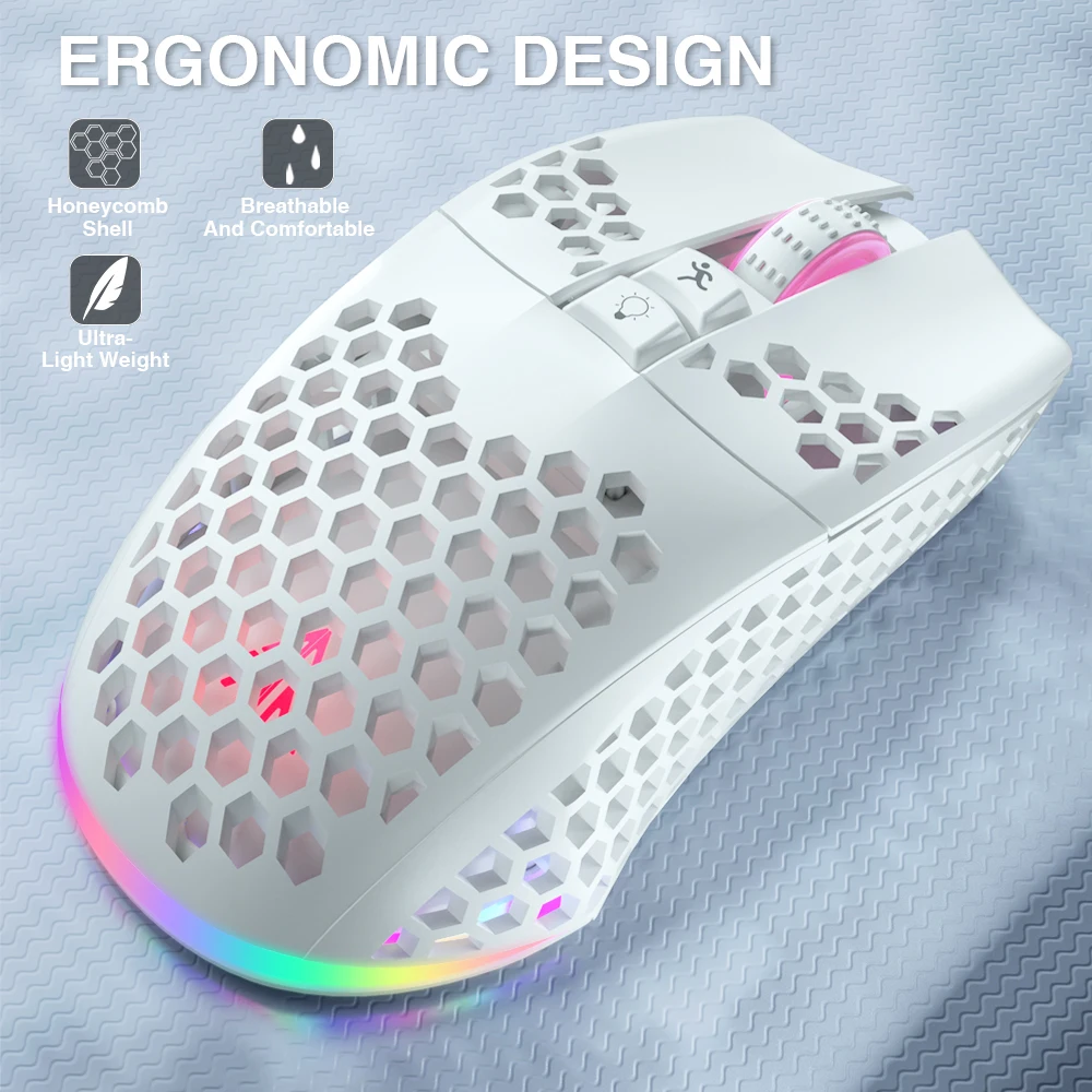 SOLAKAKA-SM600 Mouse sem fio para jogos, Bluetooth 5.0, 2.4G, DPI 3200, RGB, laptop, escritório, desktop