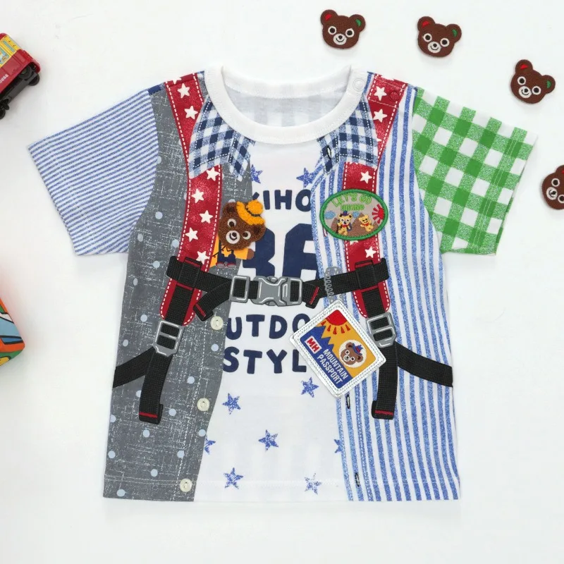 Boy Short Sleeve T-shirts Cartoon  Bear T-shirt  Cute Tops Baby Tees Graphic Tops Tee Roupa Infantil Kids Clothes Boys Poleras