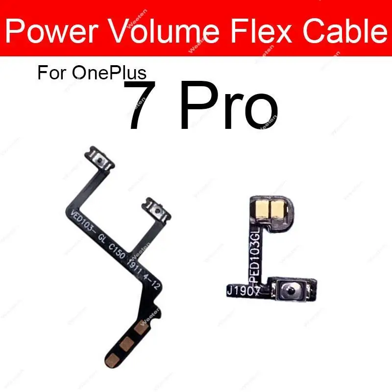 Arriba/Abajo volumen y botón de encendido Cable flexible para OnePlus 7 7T 8 Pro alimentación Control de volumen botón interruptor piezas de repuesto