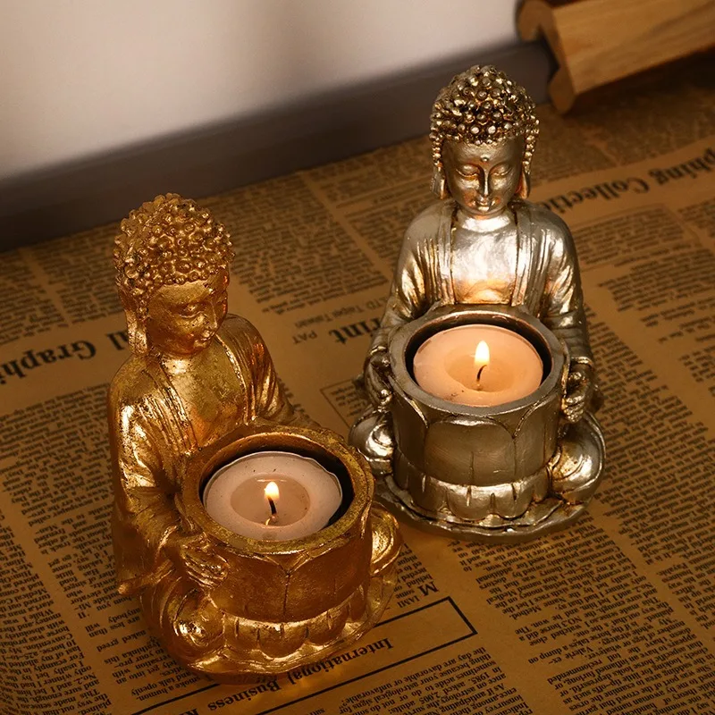 1 Pcs Buddha Face Candle Holder Zen Culture Buddhism Exquisite Yin-Yang Energy Candle Buddha Statue Candle Holder for Home