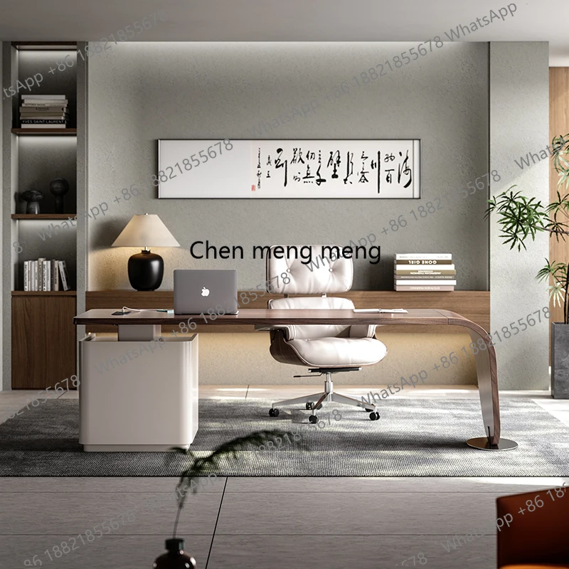 Light luxury corner rock slab desk Italian minimalist solid wood office computer desk study writing