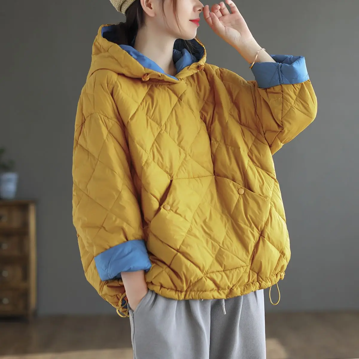 Autumn and Winter Coat Women\'s New Korean Version Loose Cotton Clip Short Warm Pullover Hood Winter Jacket for Women Coat Women