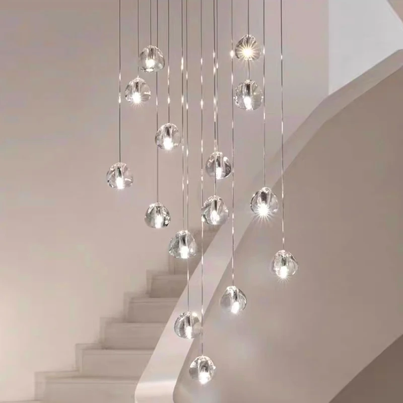 Imagem -03 - Modern Crystal Chandelier For Home Decoration Stair Pendant Lamp Living Room Pendant Lights Iluminação Interior