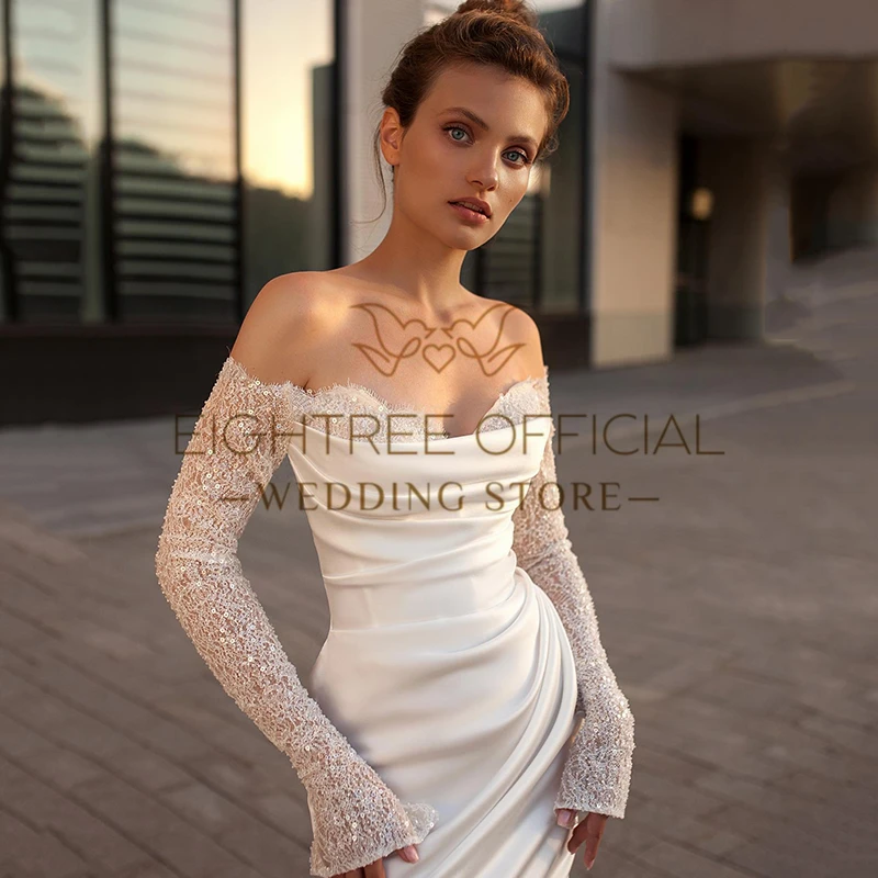 Eightree Sexy Meerjungfrau Brautkleider 2024, herzförmiger Pailletten, Brautkleid, Saudi-Arabien, Hochzeit, Abend, Abschlussball, individuell gestaltet