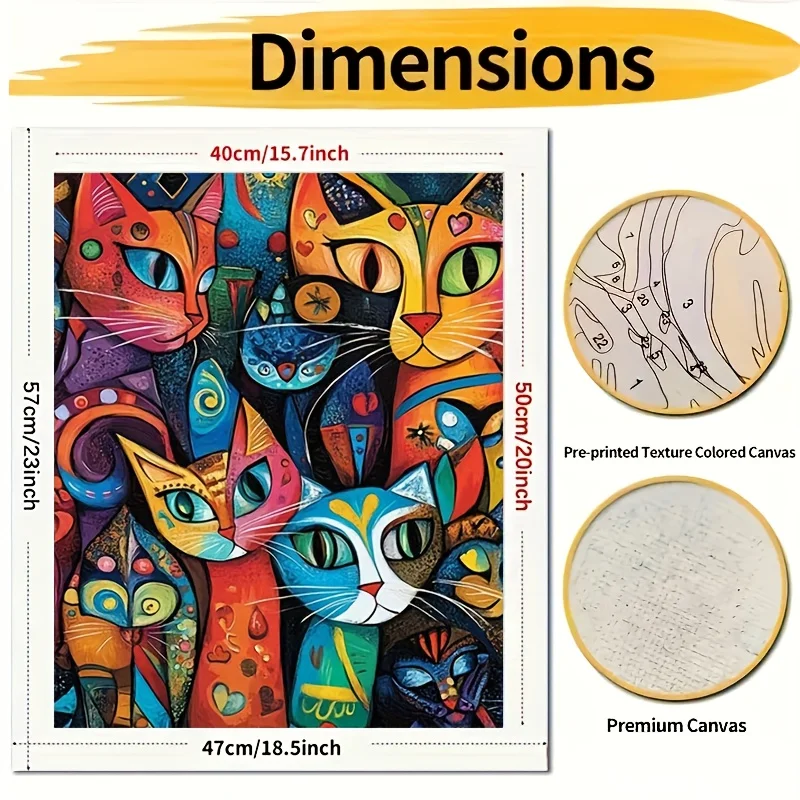 1pc Beginner, Adult Number Canvas Painting Kit for Professional Art Use – Includes Acrylic Paints, Canvas, 3pcs Brushes, And Ins