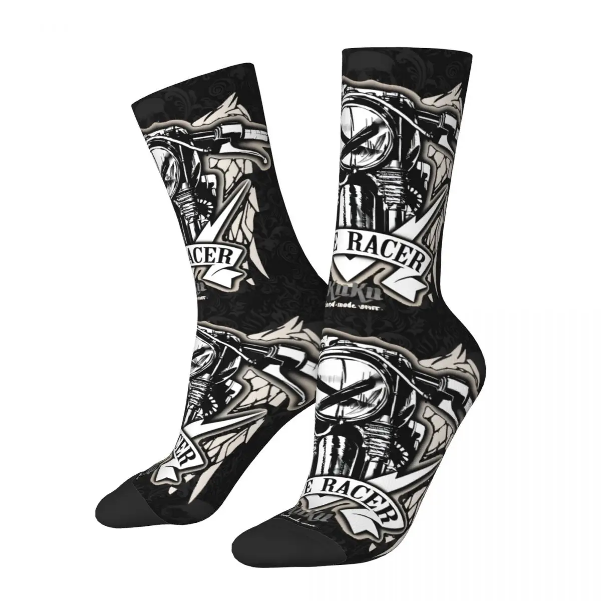 

Speedlife And Death Men's Socks Vintage Harajuku Cafe Racer Street Style Novelty Pattern Crew Sock