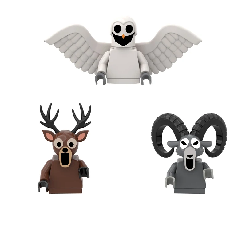99 noches en el bosque ciervo búho cabra monstruo juego de bloques de construcción modelo ensamblado juguetes para niños muñeca de plástico