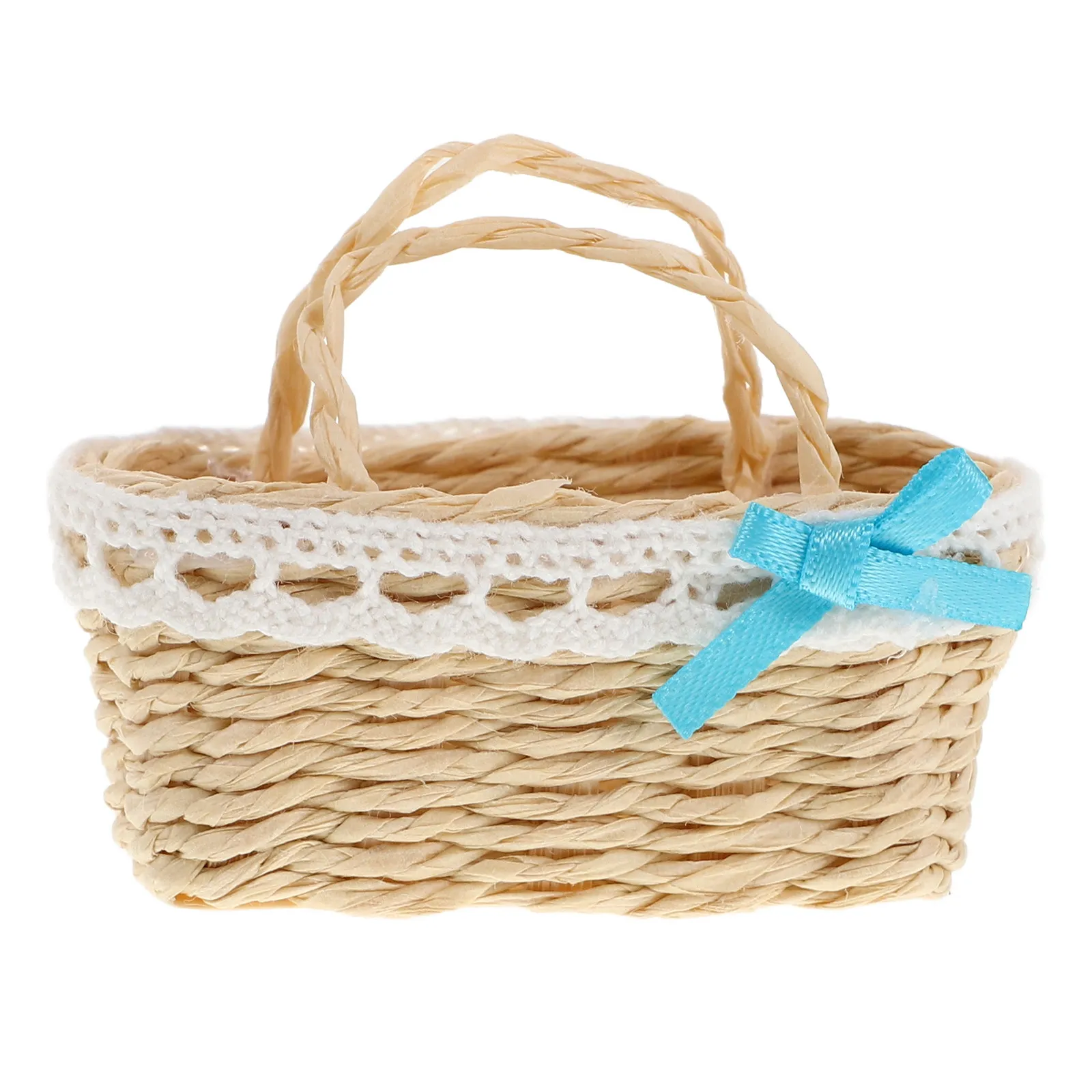 Mini House Supply Miniature Flower Basket Cute Tiny Woven Basket Storage Decoration Mini House Layout Prop Miniature DIY Model