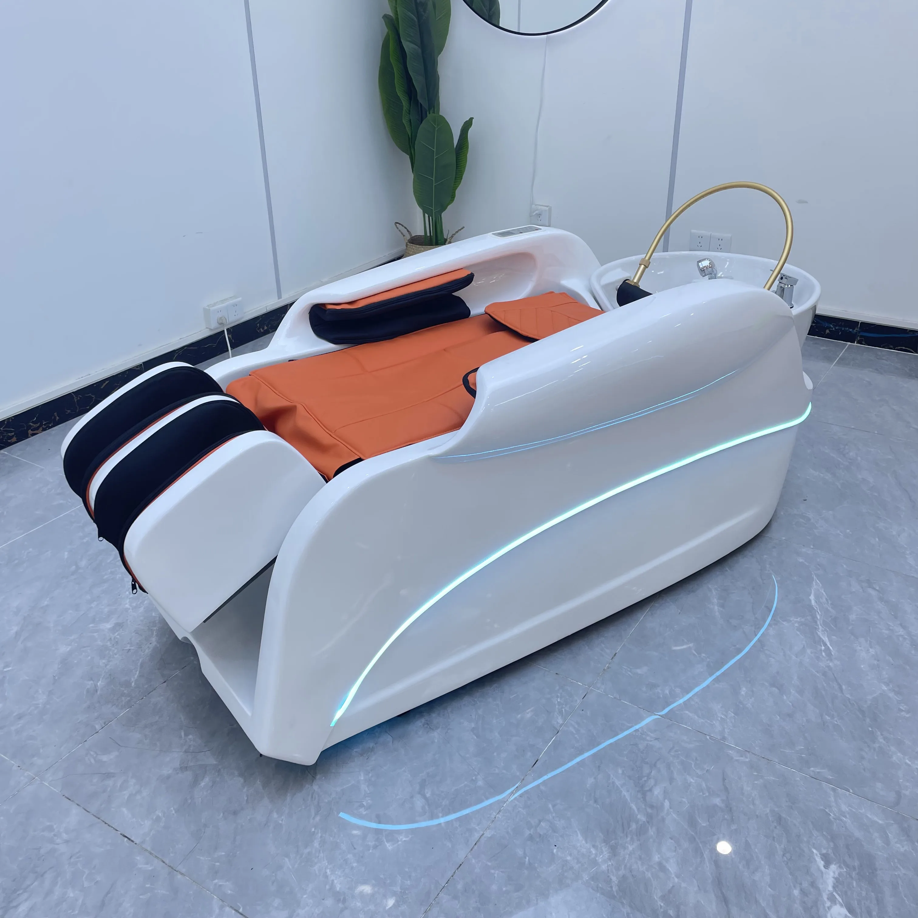 High End Shampoo Bed Modern Led Lighted Head Spa Bed Beauty Salon Shampoo Chair Professional Wash Bed