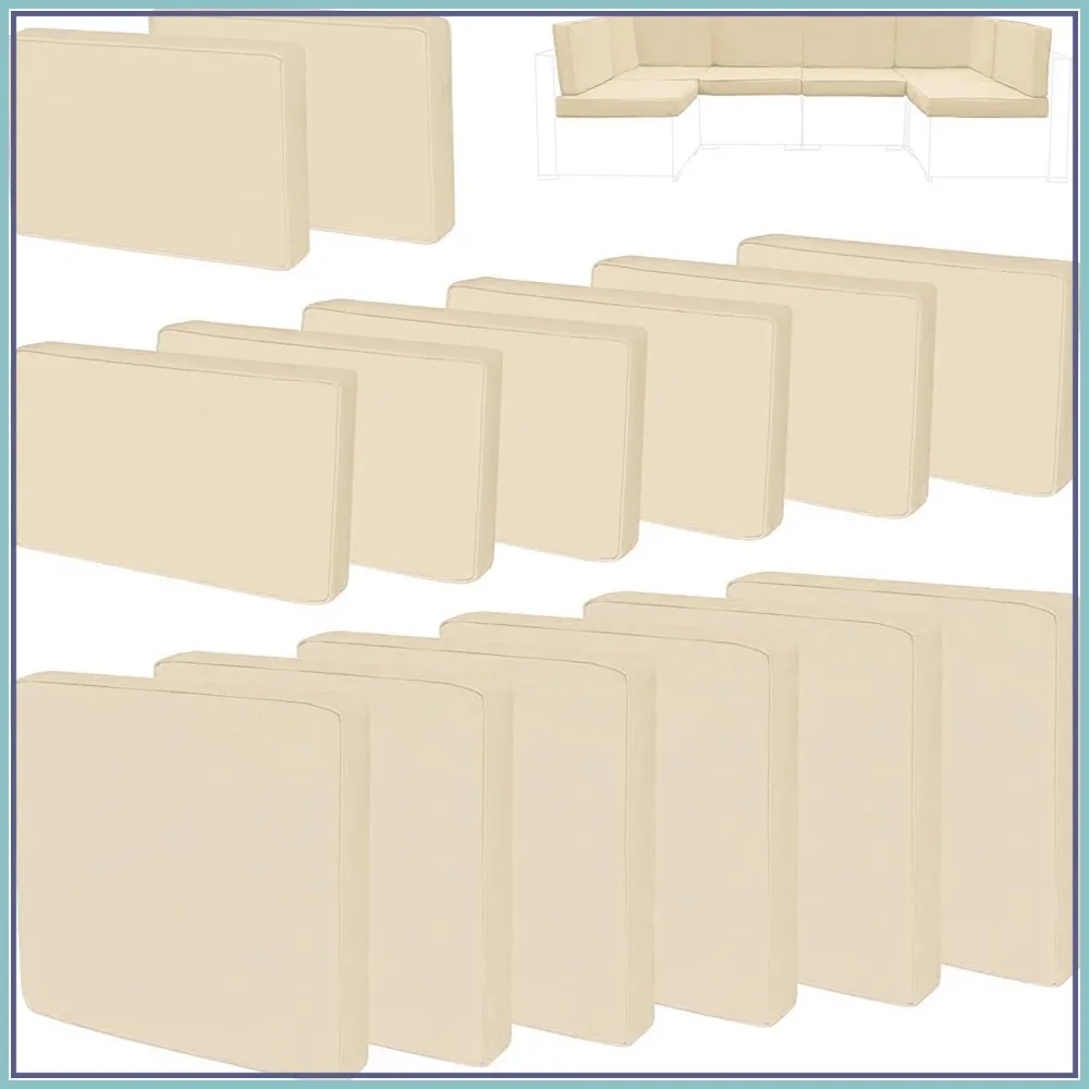 

14Pcs Patio Cushion Covers Replacement Outdoor Couch Covers Splashproof Sofa Slipcovers Set with Zippers, Beige, 25x25x3.15 in