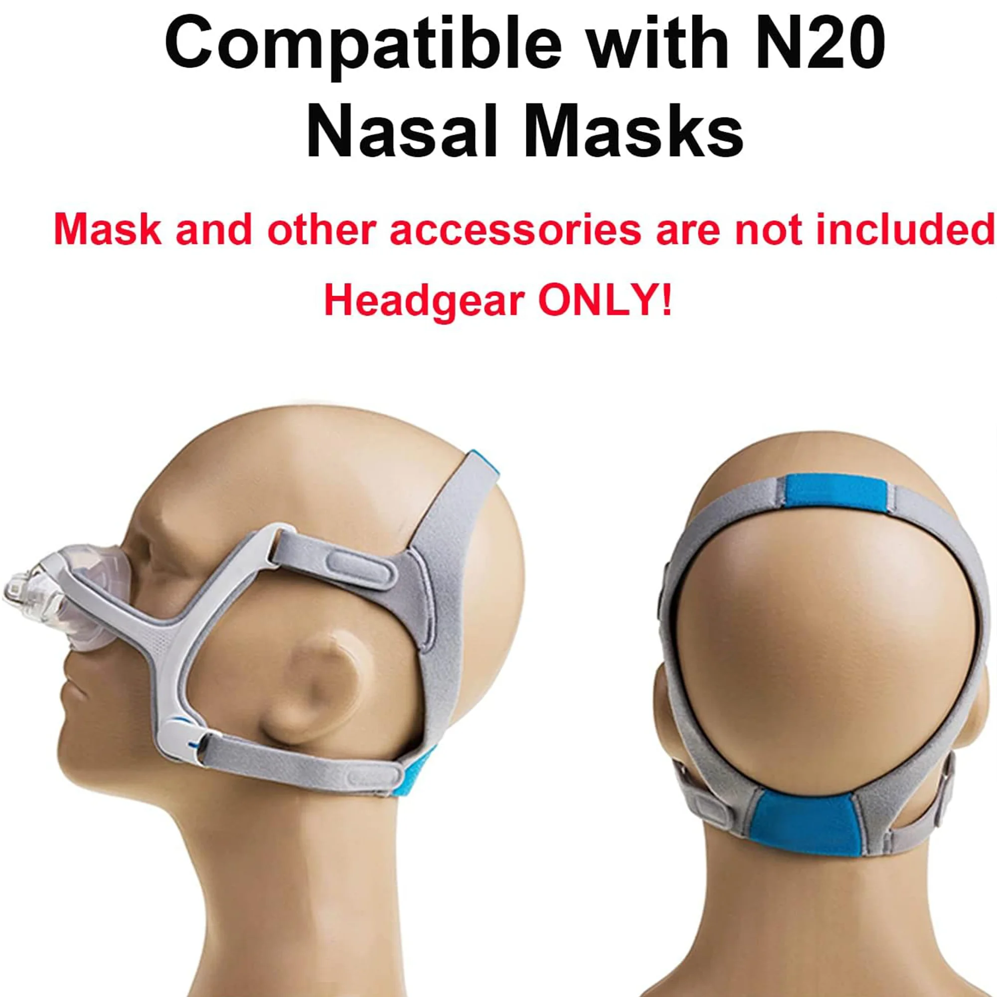 F20/N20 headgear,Airfit/Airtouch F20 Full Face Mask and N20 Nasal Mask,CPAP Replacement Headgear,Adjustable Length,only headgear