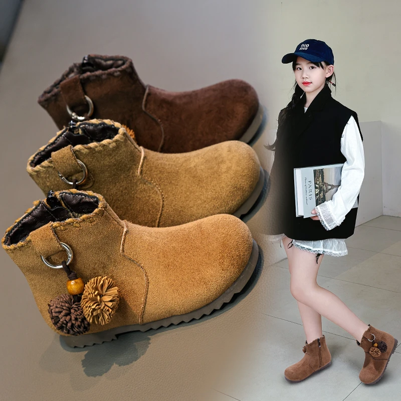 

2025 NEW High Quality Retro Children's Boots for Girls New Kids Causal Ankle Boots Fashion Spring Autumn Suede Boots