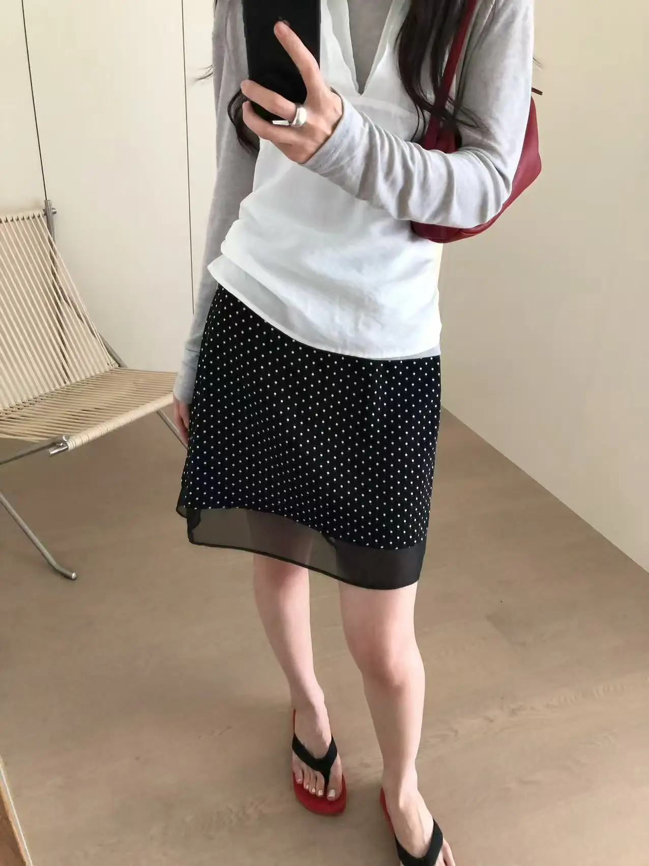 

High Waist Polka Dot Halter Neck Dress Women's Fashion Korean Style Simple And Slimming Skirt for Ladies