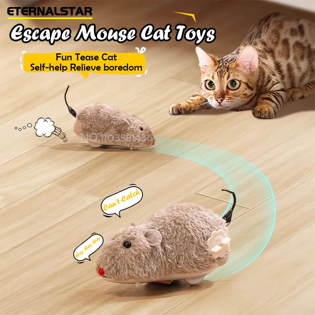 Cat Toys Clockwork Simulation Mouse No Batteries Durable Indoor Cat Hi-Lo Relieve Boredom Interactive Plush Toys Pet Toys